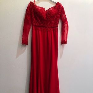 Full length red dress